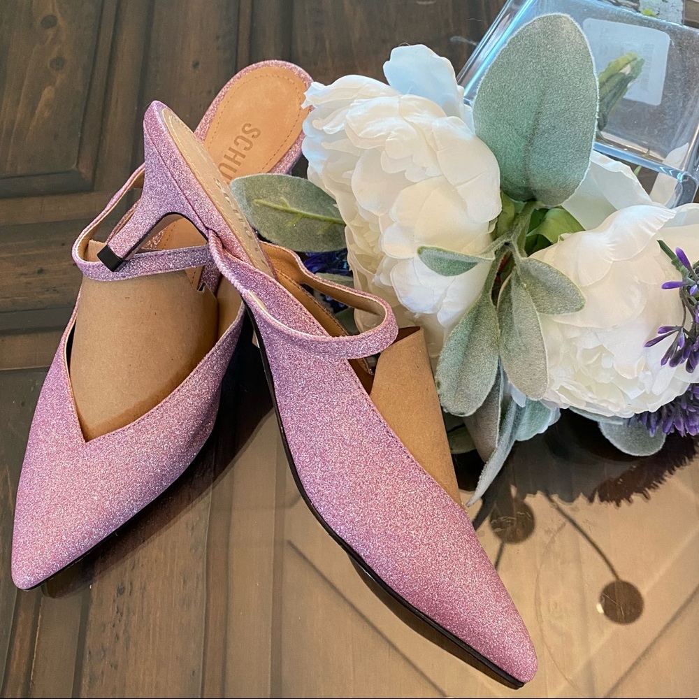 Host Pick! New Schutz Sparkly Pink Kitten Heeled Mules